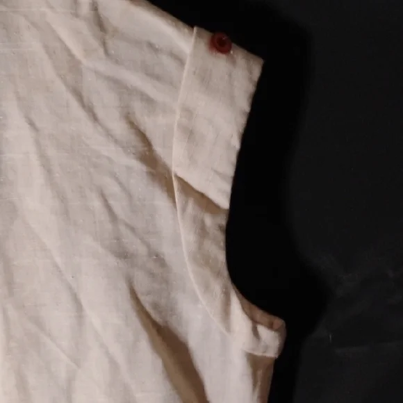 Vintage Cream Sleeveless Button-Up Linen Vest - Picture 5 of 10